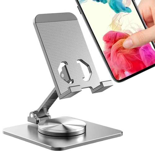 Oseczmut Telefonhalter für Schreibtisch, Telefonhalter, Handyhalterung, 360-Grad-Drehung, klappbarer Telefonhalter, Multi-Winkel-Handyhalterung aus Metall von Oseczmut