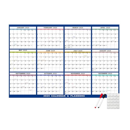 Wandkalender 2025 – trocken abwischbarer Kalender 2025 mit Markern – Monatsplaner 2025 – Wandkalender trocken abwischbar – 12 Monate 2025 von Oseczmut
