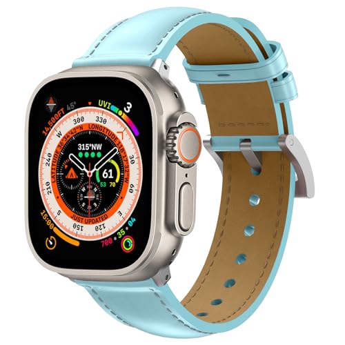 Osinaga Lederarmband Kompatibel für Apple Watch Ultra 49mm 45mm 44mm 42mm, Echtes Leder Retro Vintage Armband Kompatibel mit iWatch Series 9 8 7 6 5 4 3 2 1 SE Ultra/Ultra 2 von Osinaga