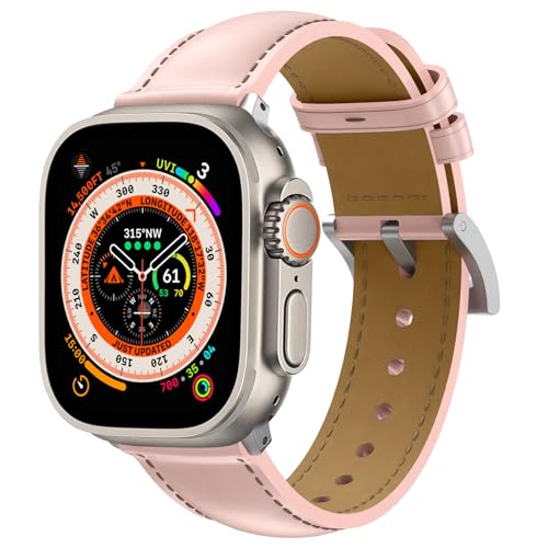 Osinaga Lederarmband Kompatibel für Apple Watch Ultra 49mm 45mm 44mm 42mm, Echtes Leder Retro Vintage Armband Kompatibel mit iWatch Series 9 8 7 6 5 4 3 2 1 SE Ultra/Ultra 2 von Osinaga