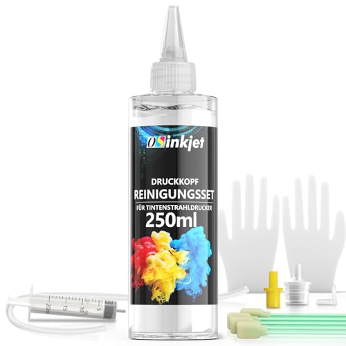 Osinkjet Druckkopfreiniger, 250ml Düsenreiniger Kompatibel für Epson HP Canon Brother Tintenstrahldrucker, Druckkopf Reinigungsset von Osinkjet