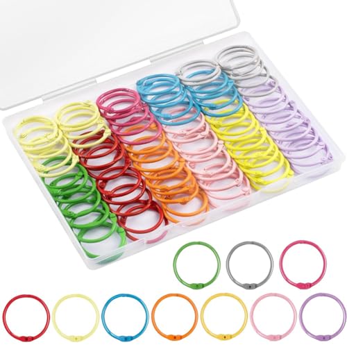 Osmond 100er-Pack Binder-Ringe-Set mit 1 Transparenten Organizer-Box - 1 1/5 Farbenfrohes Metallic-Loseblatt-Papier-Ring-Set Osmond 100er-Pack Binder-Ringe-Set mit 1 Transparenten Organizer-Box - 1 1/5 Farbenfrohes Metallic-Loseblatt-Papier-Ring-Set von Osmond
