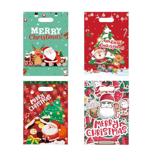 Osmond 160 Stück Weihnachts-Süßigkeits-Keksbeutel, Weihnachtsmann-Geschenkbeutel, Weihnachtsfeier-Dekoration für Zuhause, Neujahr, Verpackungsbeutel, Einfach zu Verwenden von Osmond