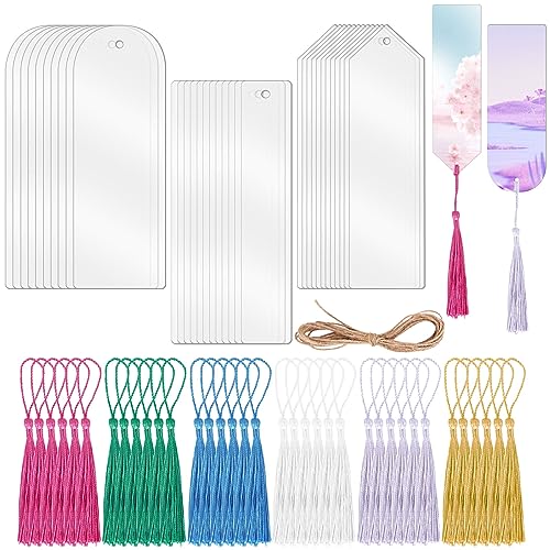 Osmond 36 Stück Leere Lesezeichen-Set, 3 Verschiedene Formen Acryl-Lesezeichen mit 30 Bunten Quasten, Transparente Lesezeichen für DIY-Projekte, Notizbuch, Geschenkanhänger Osmond 36 Stück Leere Lesezeichen-Set, 3 Verschiedene Formen Acryl-Lesezeichen mit 30 Bunten Quasten, Transparente Lesezeichen für DIY-Projekte, Notizbuch, Geschenkanhänger von Osmond