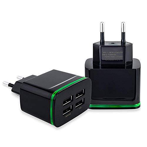 Osmond Adapter USB Universal Adapter für Android, USB Wand Stecker Adapter, EU Stecker (Schwarz 2 StüCke) von Osmond