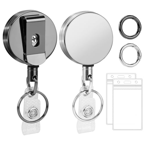 Osmond Vertikale Ausweishalter, Schlüsselkartenhalter, Einziehbar, Schwarz und Silber, 2er-Pack Osmond Vertikale Ausweishalter, Schlüsselkartenhalter, Einziehbar, Schwarz und Silber, 2er-Pack von Osmond