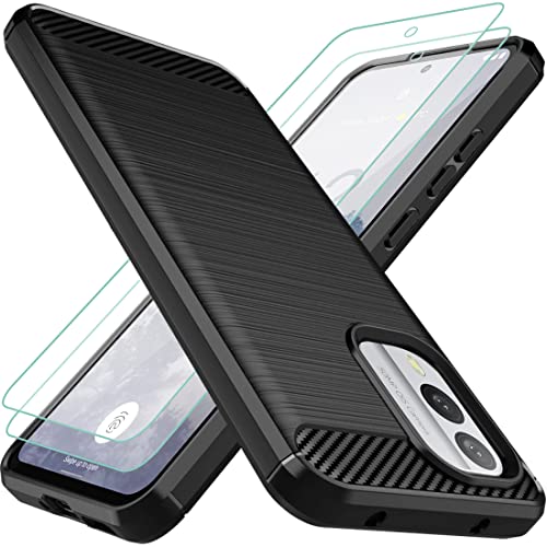 Osophter Schutzhülle für Nokia X30 mit 2 Displayschutzfolien, stoßabsorbierend, flexibles TPU-Gummi, Schwarz von Osophter