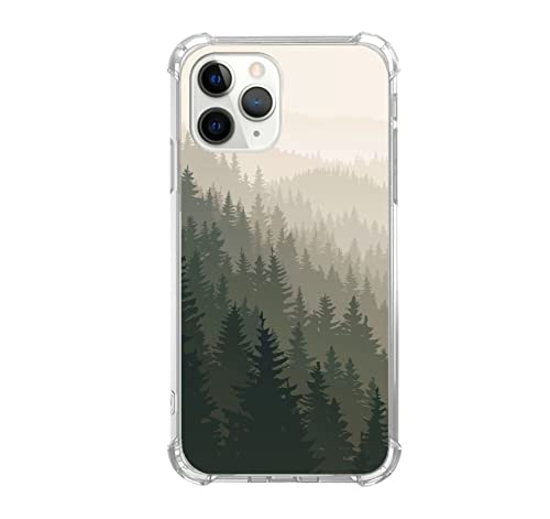Ästhetische grüne Berge Wald Hülle kompatibel mit iPhone 11 Pro Max, Minimalistische grüne Bäume Hülle für iPhone 11 Pro Max für Teens Männer und Frauen, Coole TPU Bumper Handyhülle Cover von Ospavbinez