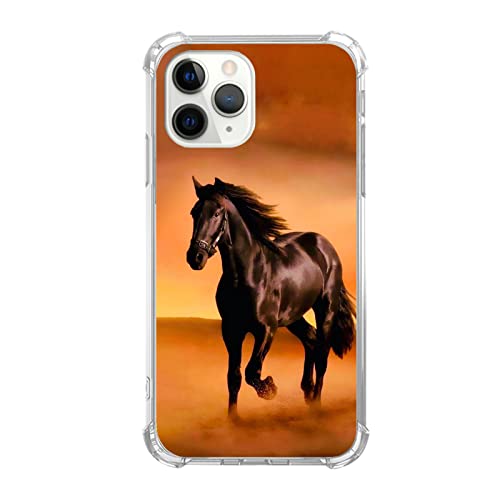 Ospavbinez Ästhetische coole schwarze Pferde Hülle kompatibel mit iPhone 11 Pro Max, hübsches Wildpferd Tier Hülle für iPhone 11 Pro Max für Teenager Männer und Frauen, coole TPU Bumper Handyhülle von Ospavbinez