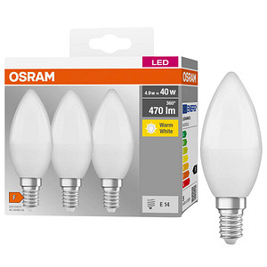 3 OSRAM LED-Lampen Base CLASSIC B40 Multipack E14 4,9 W matt von Osram