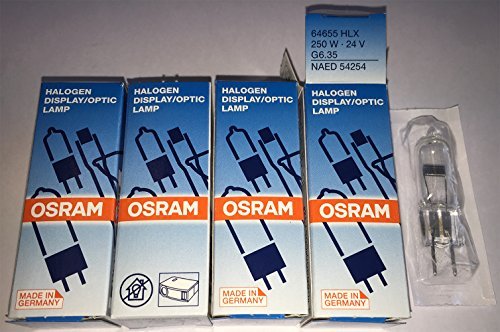 4 Stück, Halogenbirne/Halogenlampe für A+K/Anders+Kern OHPs/Overheadprojektoren mit 250 Watt, ca. 50 Stunden Lampenlebensdauer von Osram