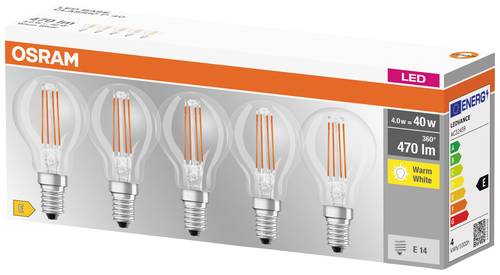 OSRAM 4058075090668 LED EEK E (A - G) E14 Tropfenform 4W = 40W Warmweiß (Ø x L) 45mm x 78mm Filame von Osram