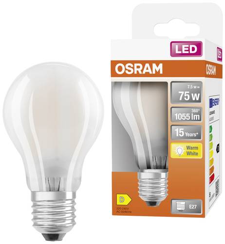OSRAM 4058075115910 LED EEK D (A - G) E27 Glühlampenform 7.5W = 75W Warmweiß (Ø x L) 60mm x 105mm von Osram