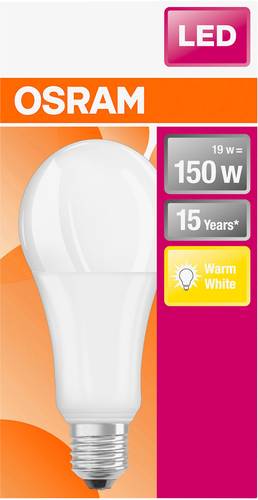 OSRAM 4058075245976 LED EEK E (A - G) E27 Glühlampenform 19W = 150W Warmweiß (Ø x L) 68.0mm x 129 von Osram