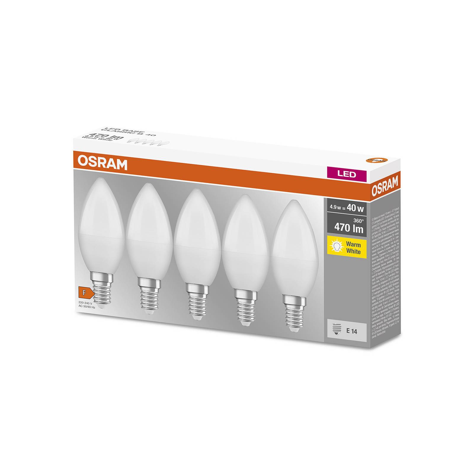 OSRAM Base Classic B LED-Kerzenlampe E14 4,9W 5er OSRAM Base Classic B LED-Kerzenlampe E14 4,9W 5er von Osram