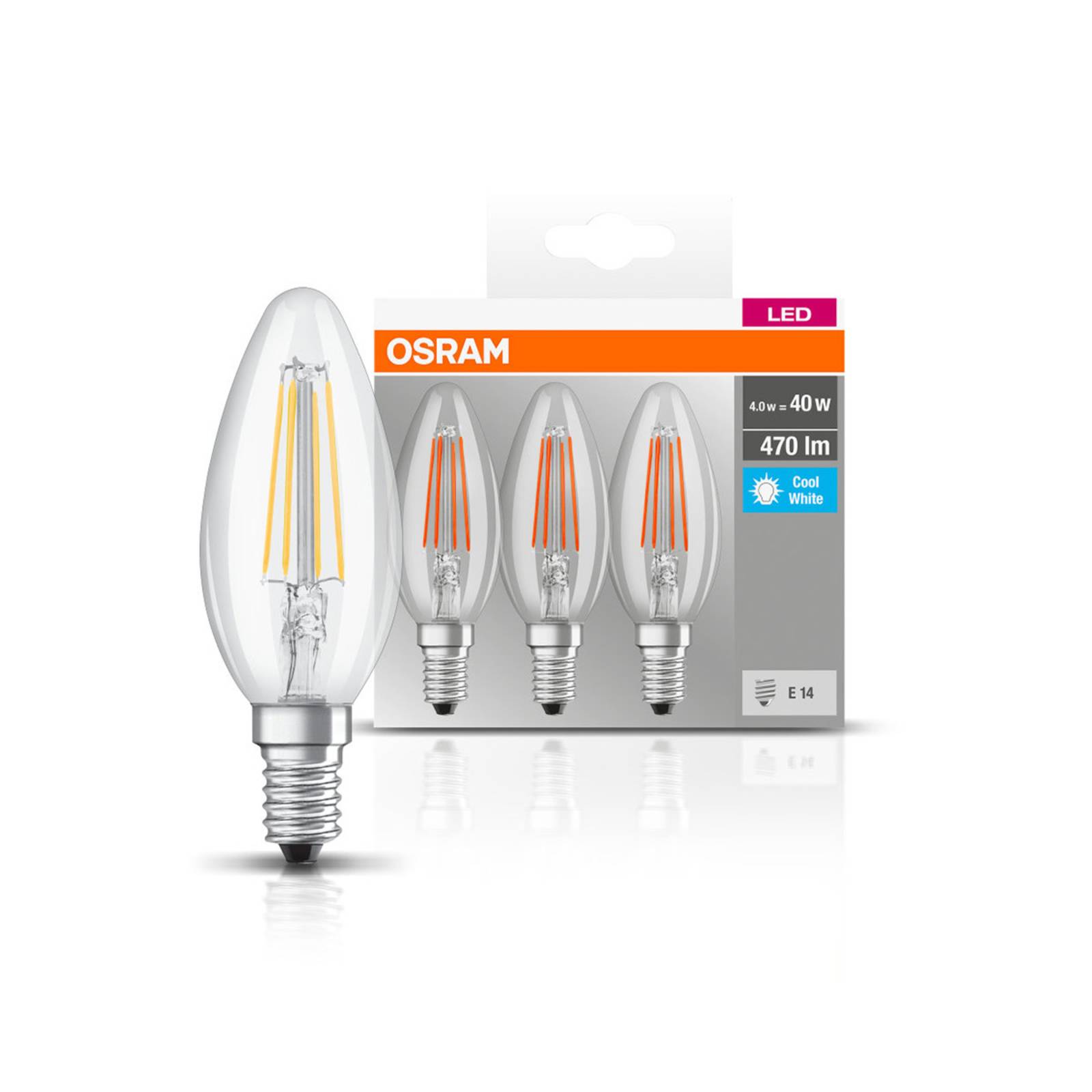 OSRAM LED-Kerze E14 4W Filament 4.000K 470lm 3er OSRAM LED-Kerze E14 4W Filament 4.000K 470lm 3er von Osram