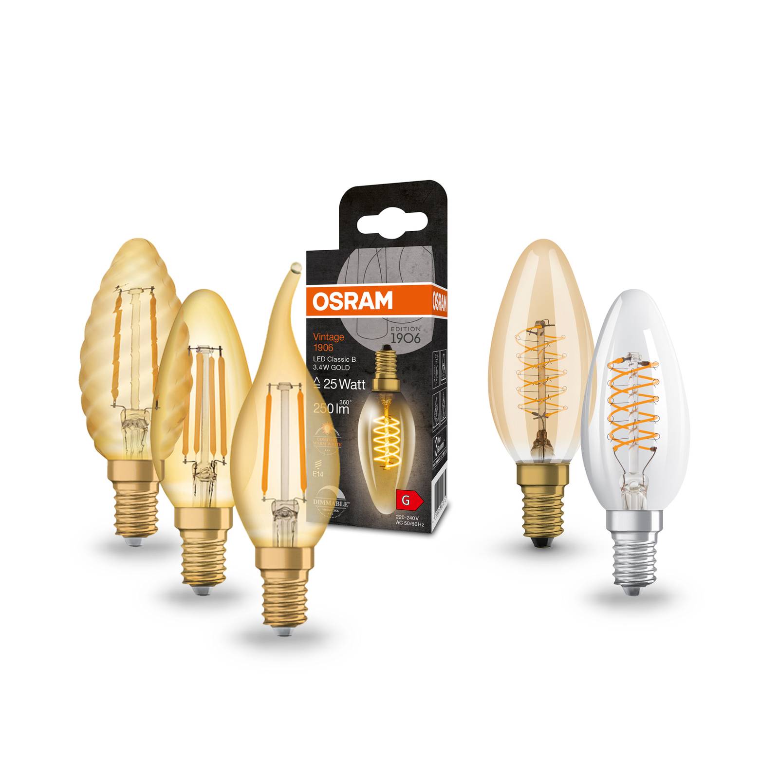 OSRAM LED-Kerzenlampe Vintage 1906, E14 Filament 4W 824 gold OSRAM LED-Kerzenlampe Vintage 1906, E14 Filament 4W 824 gold von Osram