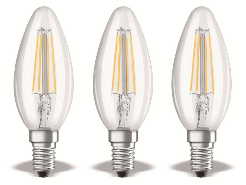 OSRAM LED-Lampe BASE CLASSIC, B40, E14, EEK: E, 4 W, 470 lm, 4000 K, 3 Stück von Osram