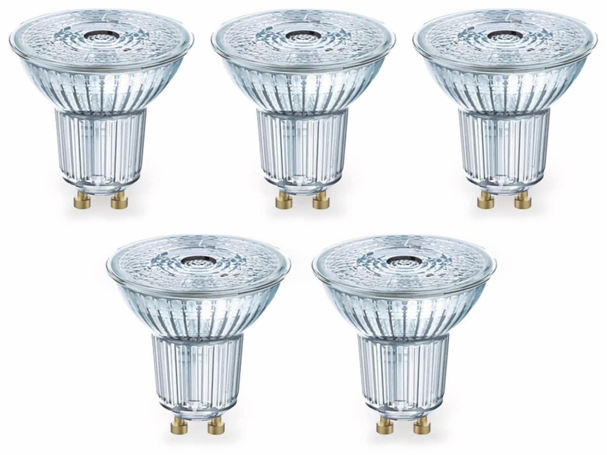 OSRAM LED-Lampe LED BASE PAR16, GU10, EEK F, 4,3 W, 350 lm, 2700 K, 5 Stk. OSRAM LED-Lampe LED BASE PAR16, GU10, EEK F, 4,3 W, 350 lm, 2700 K, 5 Stk. von Osram