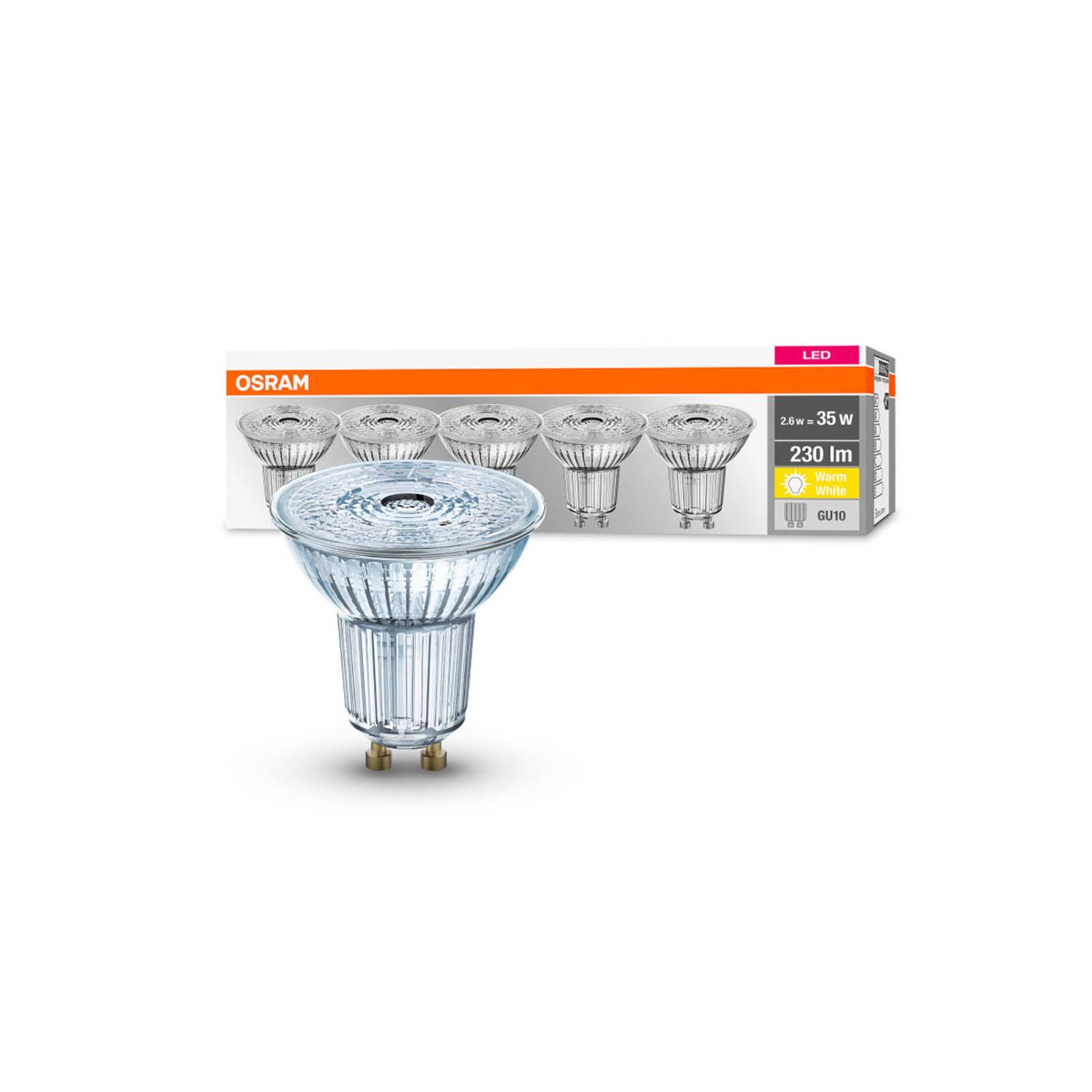 OSRAM LED-Reflektor GU10 2,6W 2.700K 230lm 36° 5er OSRAM LED-Reflektor GU10 2,6W 2.700K 230lm 36° 5er von Osram