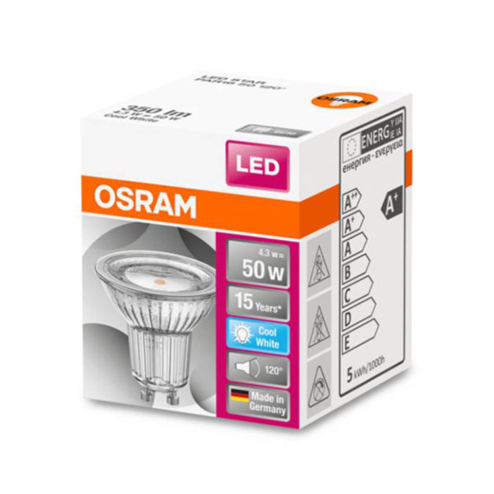 OSRAM LED-Reflektor GU10 4,3W universalweiß 120° OSRAM LED-Reflektor GU10 4,3W universalweiß 120° von Osram
