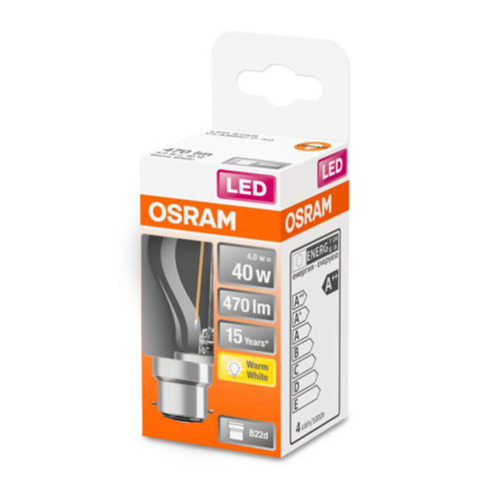 OSRAM LED-Tropfenlampe B22d 4W 2.700K klar OSRAM LED-Tropfenlampe B22d 4W 2.700K klar von Osram