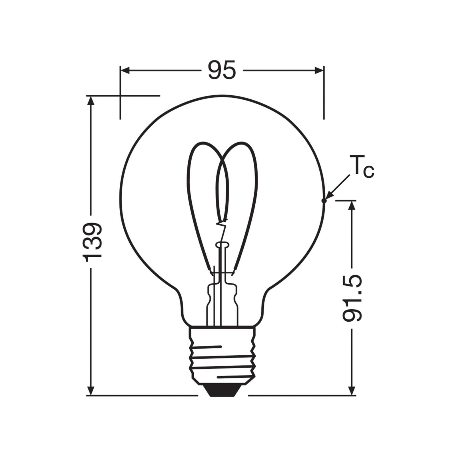 OSRAM LED Vintage G95 E27 7,2W 927 Heart Filament klar dim OSRAM LED Vintage G95 E27 7,2W 927 Heart Filament klar dim von Osram