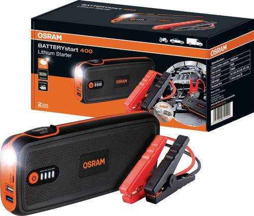 OSRAM Schnellstartsystem BATTERYstart 400 OBSL400 Starthilfestrom (12 V)=400A USB-Steckdose 2x von Osram