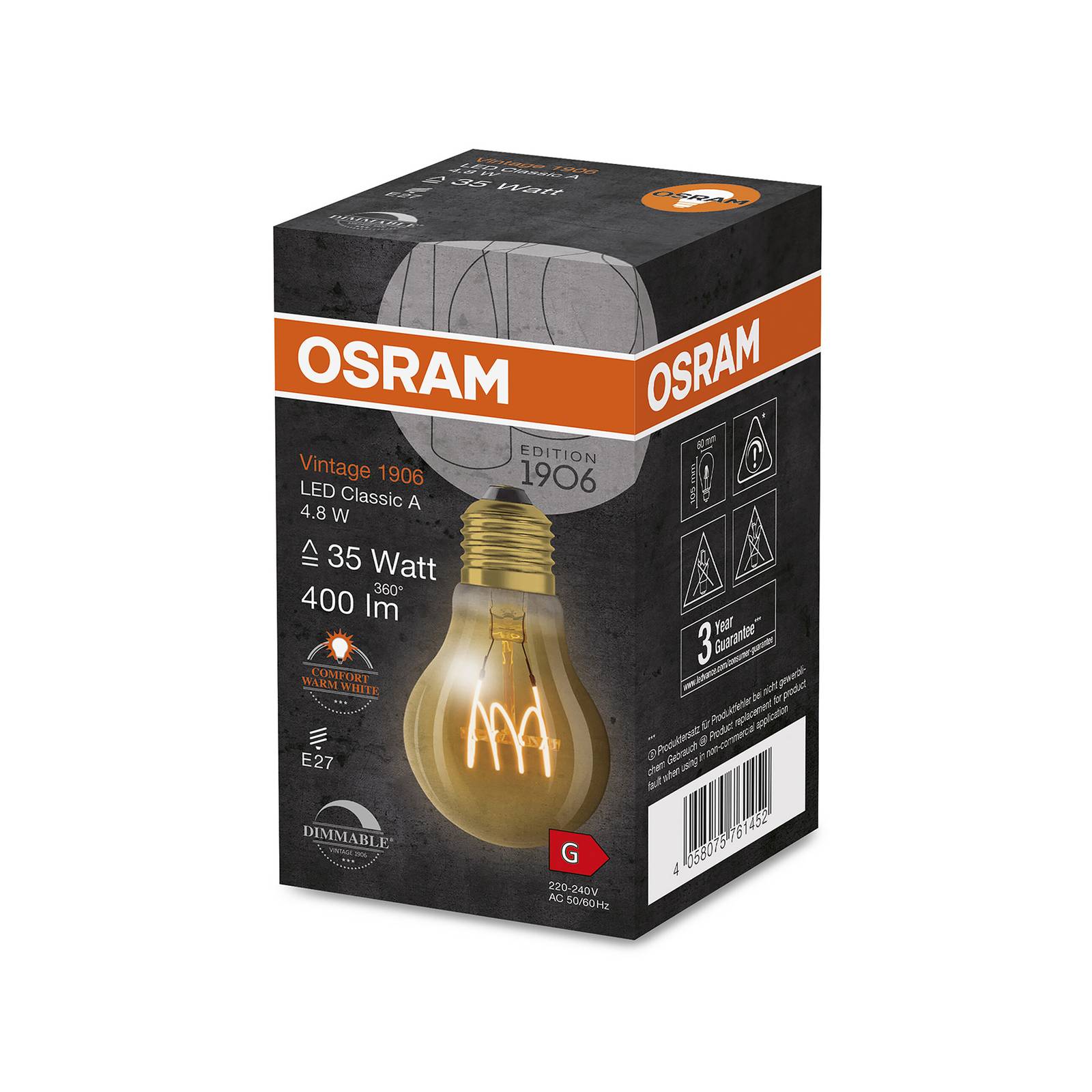 OSRAM Vintage 1906 E27 4,8W LED A60 822 gold dim OSRAM Vintage 1906 E27 4,8W LED A60 822 gold dim von Osram