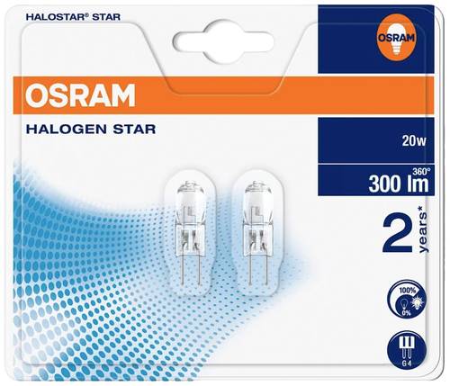Osram Halogen EEK: G (A - G) G4 33mm 12V 20W Warmweiß Stiftsockel dimmbar 2St. von Osram