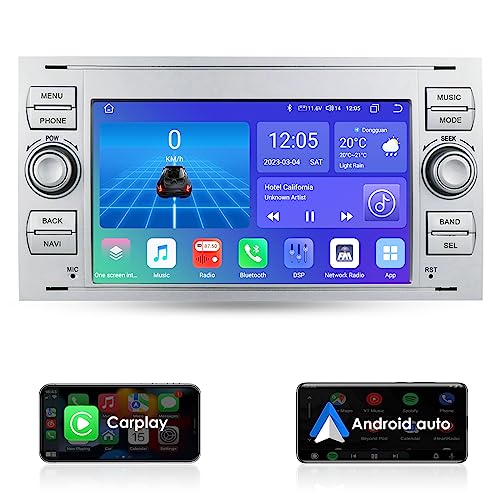 8 Core Autoradio für Ford C-Max Connect Fiesta Focus Kuga Transit Mondeo Galaxy Unterstützung Wetteranzeige USB Bluetooth WiFi 4G LTE EQ DVR SWC RDS (Silber) von Ossuret