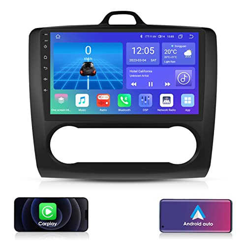 Ossuret 9 Zoll Auto-Stereo-GPS-Navigator Passend für Ford Focus Exi 2004-2011, 4+32 GB Android 12 Octa Core Autoradio Unterstützt Carplay Android Auto Bluetooth Wetteranzeigeat WiFi 4G von Ossuret