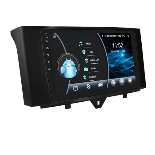 Ossuret Autoradio für Smart fortwo 451 (2011-2015), 8-Core 4G+64G Android 14 GPS Navi 9-Zoll-QLED-Touchscreen mit CarPlay Android Auto Bluetooth WiFi 4G LTE DSP RDS von Ossuret