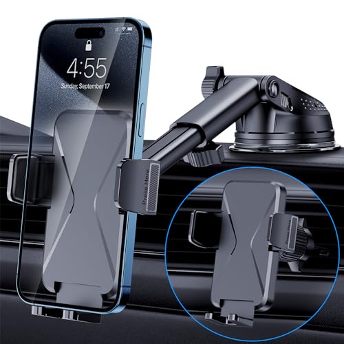 Ossvaln Handy-Autohalterung [Verbesserte – Super Saugkraft] KFZ-Halterung für Handy 3-in-1 Universal-Handyhalterung für Auto-Lüftungsschlitze, 360° Autohalterung, Telefon für iPhone Android von Ossvaln