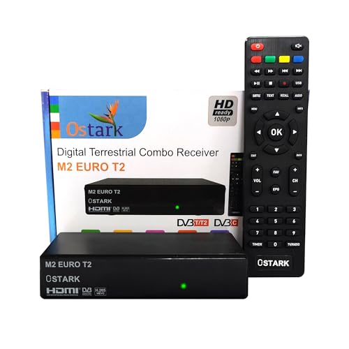 Ostark Euro T2 Terrestrischer Receiver TDT TDT2 FTA DVB-T2 DVB-C, H265 HEVC Full HD PVR, Dual USB, Dual LNB für Zwei Fernseher, SCART, HDMI Koaxial von Ostark