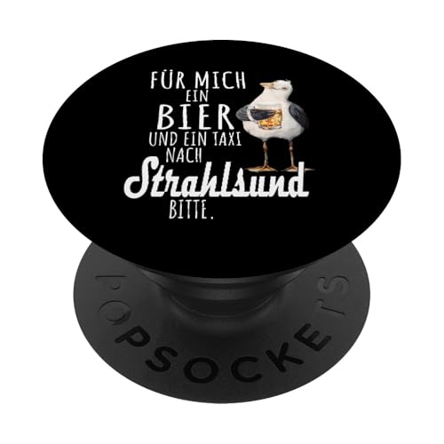 Ein Bier und ein Taxi nach Strahlsund Ostsee Shirt Möwe PopSockets Klebender PopGrip von Ostsee T-Shirt Küstenkind Mecklenburg-Vorpommern