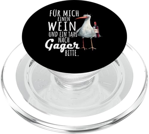 Ein Wein und ein Taxi nach Gager Ostsee Shirt Möwe Rügen PopSockets PopGrip für MagSafe von Ostsee T-Shirt Küstenkind Meerweh Wein Rügen