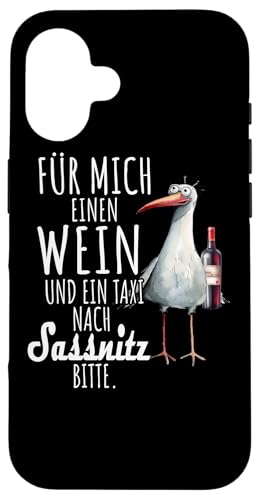 Ein Wein und ein Taxi nach Sassnitz Ostsee Shirt Möwe Rügen Hülle für iPhone 16 Ein Wein und ein Taxi nach Sassnitz Ostsee Shirt Möwe Rügen Hülle für iPhone 16 von Ostsee T-Shirt Küstenkind Meerweh Wein Rügen