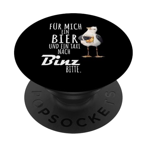 Ein Bier und ein Taxi nach Binz Küstenkind Ostsee Shirt Möwe PopSockets Klebender PopGrip von Ostsee T-Shirt Küstenkind Ostsee Meerweh Möwe