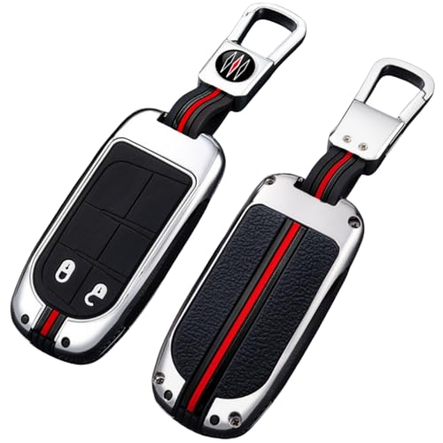 OTMIK Auto-Flip-Schlüsseletui aus Zinklegierung Abdeckung Schlüsselanhänger passend für Jeep Renegade Compass Grand Cherokee Chrysler 300C Wrangler Dodge FIAT Freemont (Silber, 3 Tasten) von Otai
