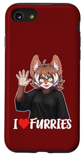 Ich liebe Furries Love Furry Alter Kin Otherkin Therian Hülle für iPhone SE (2020) / 7 / 8 von Otherkin Therian Therianthrope Therianthropy Furry