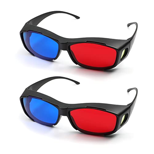 Othmro 2 x rotblaue 3D-Brille/Cyanananaglyphen-Brille, Anaglyphe dimensionale 3D-Vision-Brille für TV, Spiel, DVD, 3D, virtuelles Video von Othmro