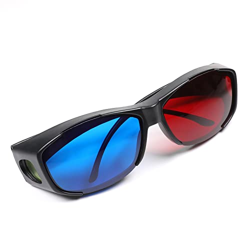 Othmro 3D-Brille mit großem Rahmen aus Kunstharz, einfacher Stil, 3D-Filmspiel, Rot-Blau, 2 Stück von Othmro