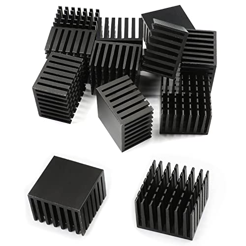 Othmro Aluminium-Kühlkörper-Kühler, Leiterplatte, Kühlflosse, schwarz, 28 x 28 x 20 mm, 10 Stück von Othmro