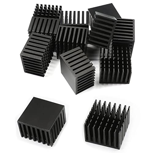 Othmro 10 x schwarze Aluminium-Kühlkörper-Kühler-Leiterplatte für LED-Halbleiter-integrierte Schaltungsgeräte, 28 x 20 mm (B x H) von Othmro