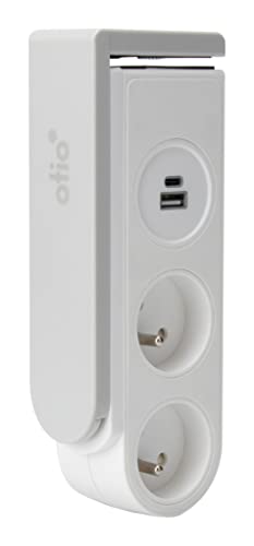 Otio - Gekko Clip-on-Steckdosenleiste - 2 Steckdosen + 2 USB-Anschlüsse - Weiß Otio - Gekko Clip-on-Steckdosenleiste - 2 Steckdosen + 2 USB-Anschlüsse - Weiß von Otio