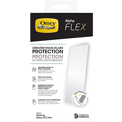 OtterBox Alpha Flex Displayschutz für Samsung Galaxy S23 Ultra, ultra starker Schutz vor Brüchen und Kratzern, antimikrobieller Schutz von OtterBox