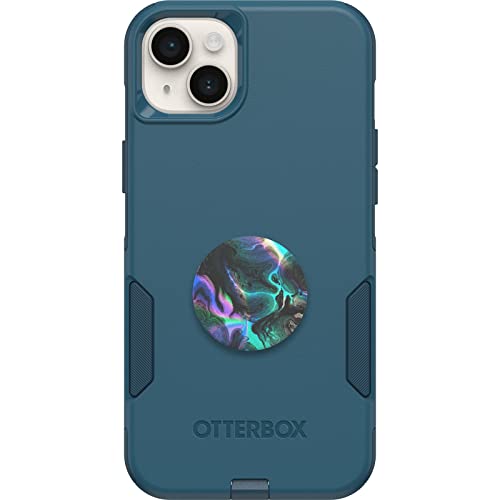 OtterBox Bundle Commuter Series Schutzhülle für iPhone 14 Plus - (Don't BE Blue) + PopSockets PopGrip - (Oil Agate) von OtterBox