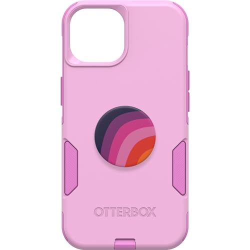 OtterBox Bundle iPhone 15, iPhone 14 und iPhone 13 Commuter Series Hülle – (Run Wildflower) + PopSockets PopGrip – (Pflaumen-Streifen), schlank und robust, taschenfreundlich, mit Port-Schutz, PopGrip von OtterBox