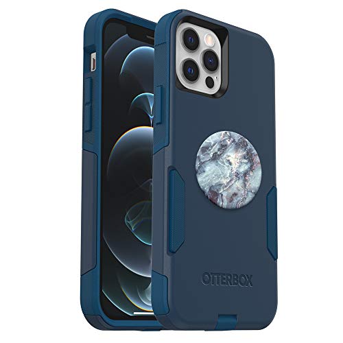 OtterBox Commuter Series Schutzhülle für iPhone 12 & iPhone 12 Pro (maßgeschneidert) + PopSockets PopGrip (Blauer Marmor) von OtterBox